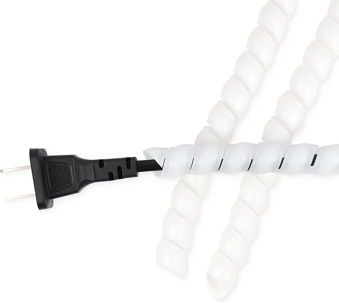 Spiral Wire Wrap, 9.84ft, 16.4ft, 33ft Spiral Cable Wrap Sleeve Hose for Computer, Power, Audio & Video Cords Stop Cord Tangle and Detangler (White, 8mm (5/16")-33ft)