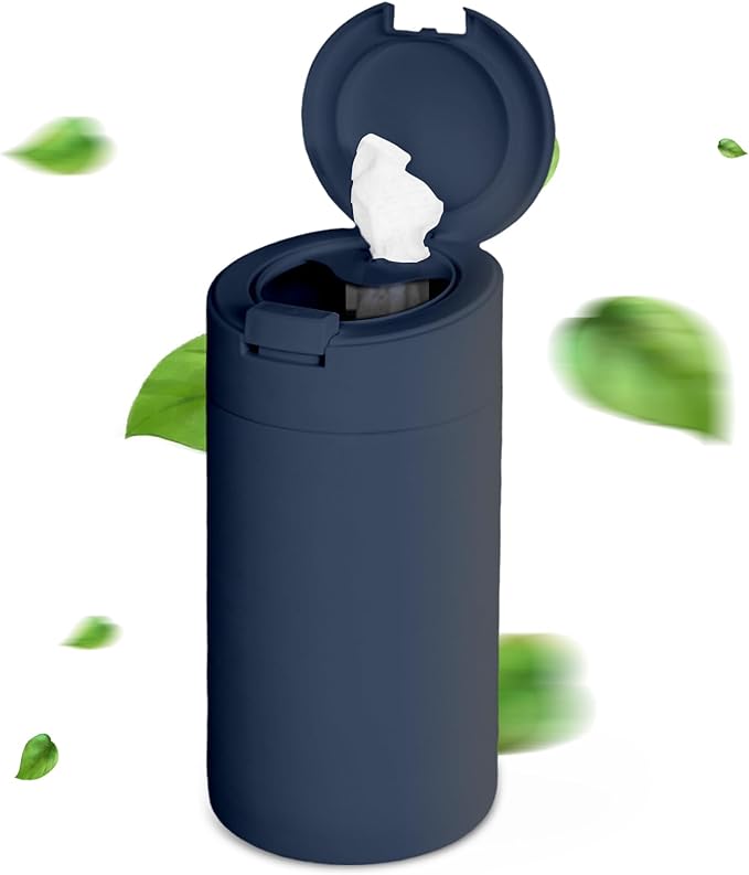 Extra Large Refillable Disinfecting Wet Wipes Dispenser (Navy Blue) | Fits Clorox, Lysol, Bleach, Sanitizing | Durable Reusable Wipes Holder for Kitchen, Bathroom, Office | Gosnold Home & Garden