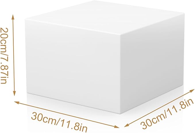 Cube Display Pedestal Stand for Bridal Shop, Square White Display Risers Columns, Party Event Decor Platform Base Showcase for Model Jewelry Clothing Shop Home Exhibition (11.8*11.8*7.87in)