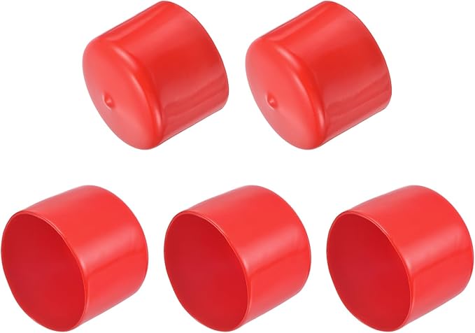 uxcell 5pcs Rubber End Caps 2 1/4"(57mm) ID Vinyl PVC Round Tube Bolt Cap Cover Screw Thread Protectors Red