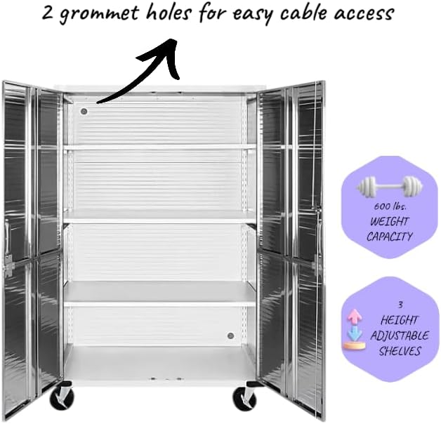 Heavy Duty Storage Solid Stainless Steel Cabinet with Lockable, Adjustable Shelf, Metal Garage Organizer (Granite, 48" W x 18" D x 72" H)