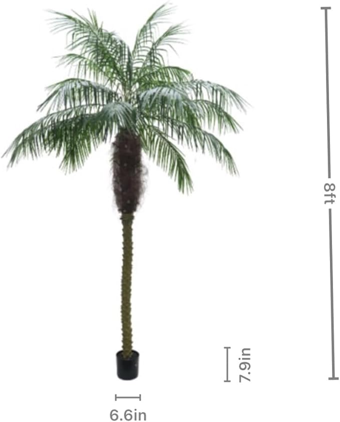 8 FT 1095LVS Fake Palm Tree,Tall Artificial Palm Trees for Outdoor Indoor Decor,Faux Phoenix Palm Plants for Outside Patio Pool Coastal Home Office Living Room