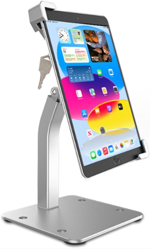 Anti-Theft Kiosk Desktop Stand for 7-11“ ipad Tablet, 360° Swivel Heavy Duty Aluminum Retail POS Business Tablet Mount with Security Lock, Compatible iPad 10th 9th 8th Gen iPad 10.9 10.2 9.7
