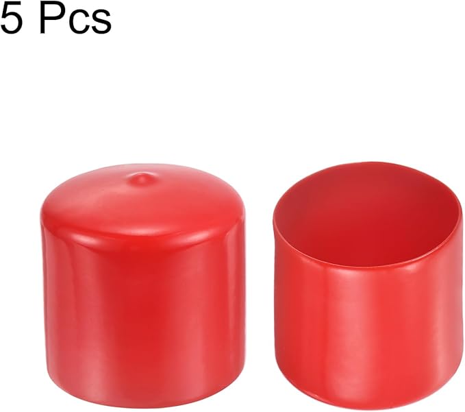 uxcell 5pcs Rubber End Caps 1 7/8"(48mm) ID Vinyl PVC Round Tube Bolt Cap Cover Screw Thread Protectors Red