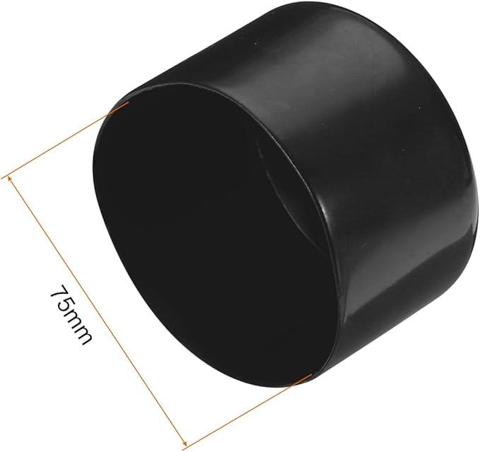uxcell 4pcs Rubber End Caps 75mm ID Vinyl Round Tube Bolt Cap Cover Screw Thread Protectors Black, 50mm Height