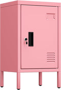 Aobabo 24.4" H Metal Locker Storage Cabinet with 1 Doors, Pantry Storage Cabinet with Adjustable Leveling Foot and Adjustable Shelves, for Kitchen, Employees, Office, Home, Assembly Required, Pink