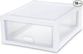 Sterilite 18-Pack 16 Quart Stacking Drawer, Clear Storage Closet Organizer, White Frame - Stackable Modular Plastic Drawers for Clothes, Accessories, Craft Supplies, Shoes or Linens