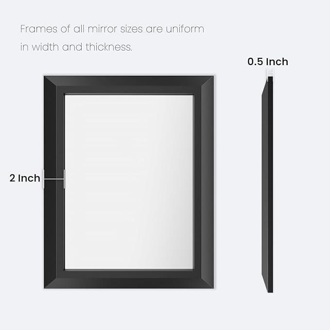Amorho Black Bathroom Mirror, 40X32 Inch Thick Metal Framed Wall Mirrors for Vanity, Bedroom, Living Room, Entryway, Rectangle Wall-Mounted Mirrors(Horizontal/Vertical).
