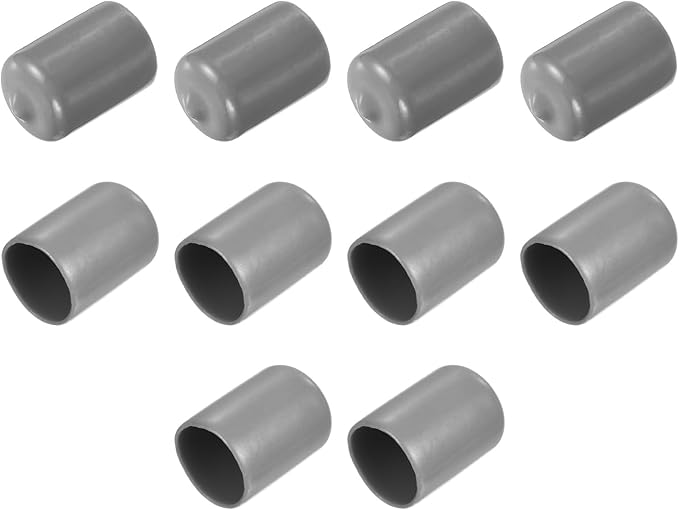 uxcell 10pcs Rubber End Caps 18mm ID Vinyl Round End Cap Cover Screw Thread Protector Light Grey