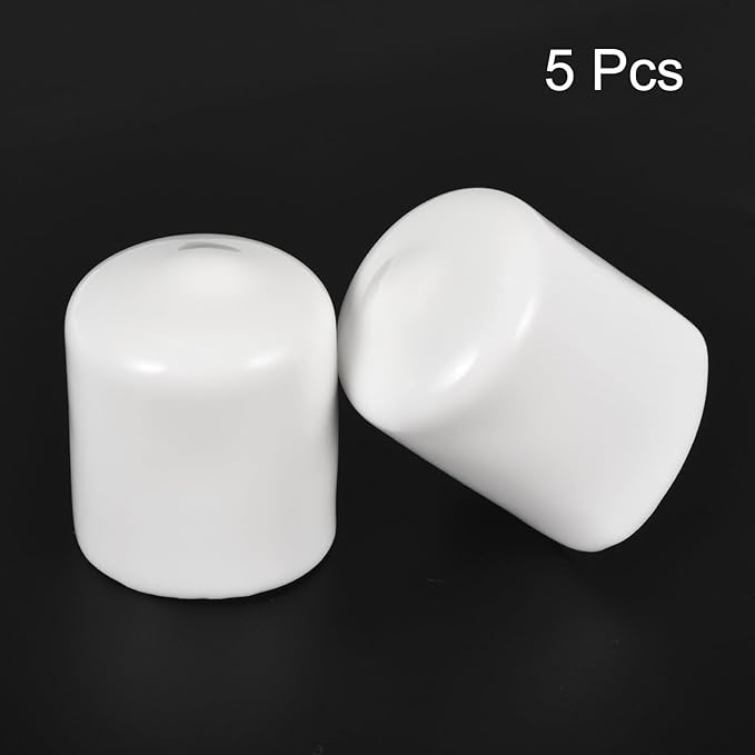 uxcell 5pcs Rubber End Caps 30mm ID Vinyl PVC Round Tube Bolt Cap Cover Screw Thread Protectors White