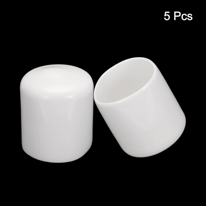 uxcell 5pcs Rubber End Caps 29mm ID Vinyl Round Tube Bolt Cap Cover Screw Thread Protectors White