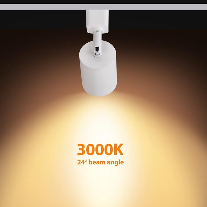 VANoopee 6-Light LED Track Lighting Kit with 6.6FT H Type Track Rails, Dimmable Track Light Heads Bright Ceiling Spotlight Fixture for Kitchen Accent Art, 3000K Warm White, No Flicker 10W 800lm White