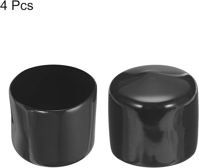 uxcell 4pcs Rubber End Caps 49mm ID Vinyl Round End Cap Cover Screw Thread Protectors Black, 40mm Height