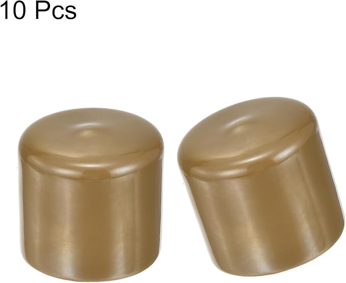uxcell 10pcs Rubber End Caps 44mm(1 3/4") ID Vinyl Round End Cap Cover Screw Thread Protectors Light Brown