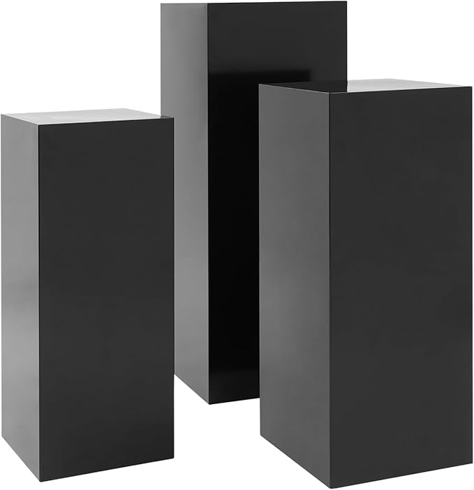 Cake Pedestal Stands for Party 3PCS Dessert Table Display Plinth Pillars Black Square Pedestal Stands for Wedding Sculpture Display Column Decoration Cube (3PCS-Square-Black)