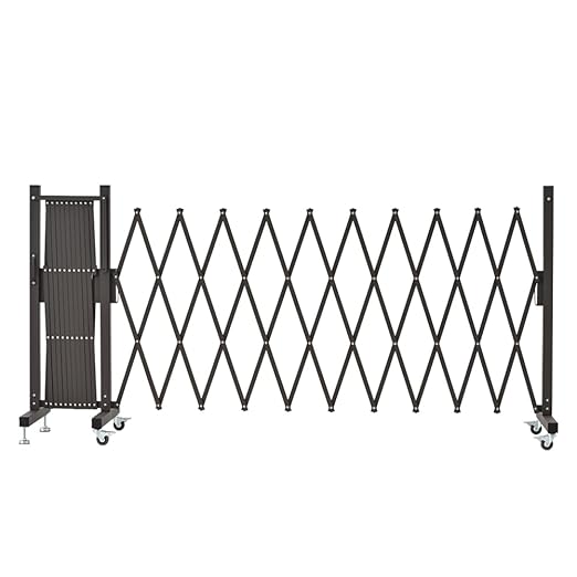 GYMTIME Expandable Metal Barricade, Safety Barrier with Casters, Flexible Mobile Gate, 23 Feet, Brown, Adjustable Temporary Fence for Garden Indoor
