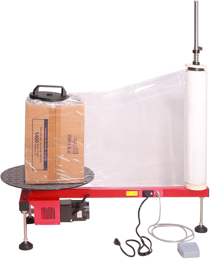 Electric Stretch Film Wrapping Bench, Semi-auto Table Stretch Film Dispenser Wrapping Machine for Film Width Within 27.5" (70cm)