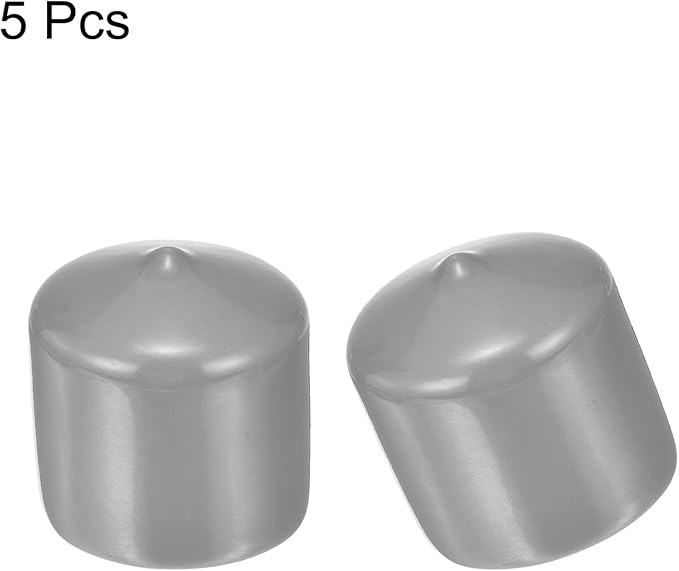 uxcell 5pcs Rubber End Caps Protective Caps 36mm ID Vinyl PVC Round Tube Bolt Cap Cover Screw Thread Protectors Light Gray