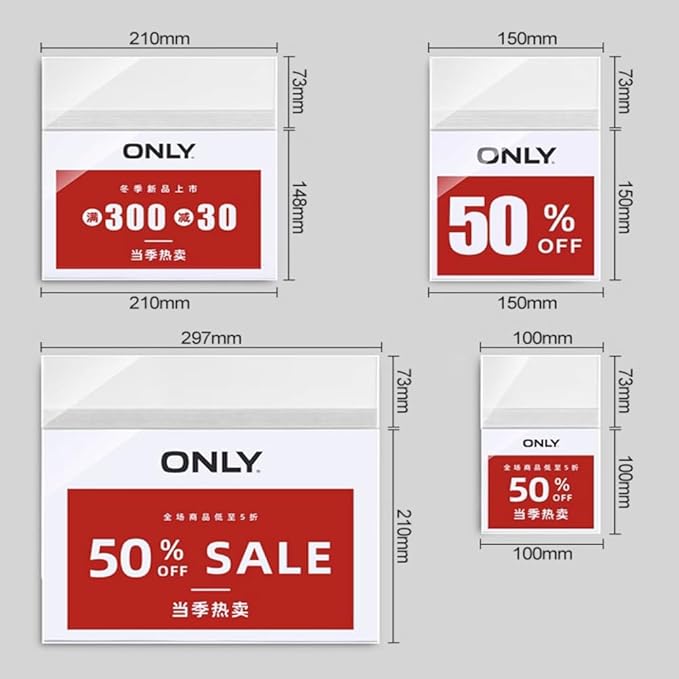 Self Adhesive Label Holder Acrylic Price Tag Displays Sign Holder Clear Table Counter Top Stand 2 Pack (150*150mm/5.9*5.9 inches)