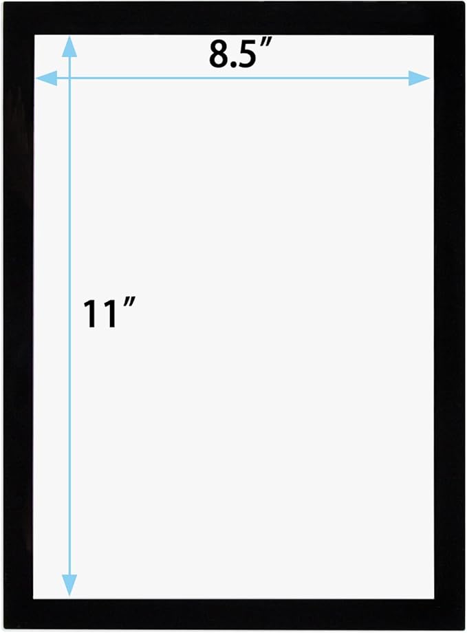Magnetic Sign Holder 8.5 x 11 Wall Mount,Self Adhesive Picture Display Frame as Document Poster Paper Holder,Magnetic Framed Holder with Clear PVC Cover,Black 6pcs