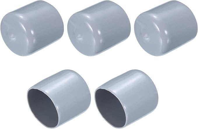 uxcell 5pcs Rubber End Caps 30mm ID PVC Vinyl Round Tube Bolt Cap Cover Screw Thread Protectors Grey