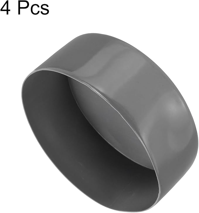 uxcell 4pcs Rubber End Caps 5 1/8"(130mm) ID Vinyl Round End Cap Cover Screw Thread Protectors Dark Grey, 50mm Height