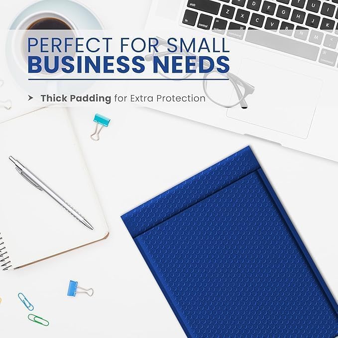 Royal Blue 12.5x19.5 Inch Large Poly Bubble Mailers #6 | Padded Envelopes with Self Seal | Air Lined Cushioned Bubble Mailer | Usable Size 12.5x15 | 100 Pack Bulk | Lightweight shipping Bags