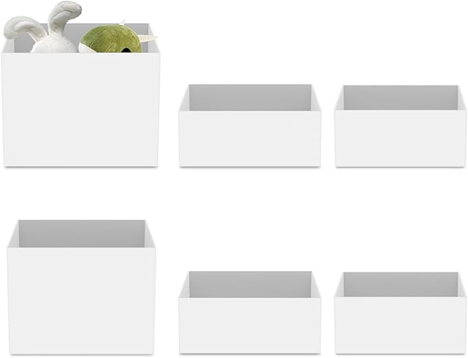 6PCS Buffet Risers, Food Risers for Buffet Table, Acrylic White Buffet Risers and Stands for Food Display, Party Catering Dessert Collectibles, Cube Boxes Display(Size 6.9", 7.7", 8", 9")