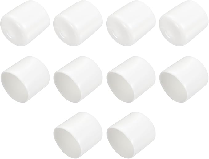 uxcell 10pcs Rubber End Caps 25mm ID Vinyl Round End Cap Cover Screw Thread Protectors White