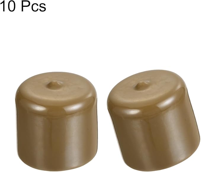 uxcell 10pcs Rubber End Caps 34mm ID Vinyl Round End Cap Cover Screw Thread Protectors Light Brown