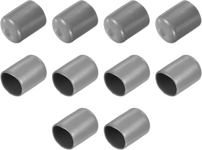 uxcell 10pcs Rubber End Caps 20mm ID Vinyl Round End Cap Cover Screw Thread Protector Light Grey