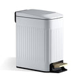 Small Bathroom Trash Can with Lid Soft Close-6L/1.6 Gal Slim Step Garbage Can-Metal Pedal Wastebasket-Narrow Rectangle Garbage Container Bin for Corner Office, Bedroom, Toilet, Live Room-White