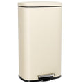 Arlopu 8/13.2 Gallon Step Trash Can, Stainless Steel Garbage Bin, Soft-Close Rubbish Bin with Removable Plastic Inner Bucket, Fingerprint-Proof, Lid Dustbin, Suit for Kitchen (Beige, 30L)