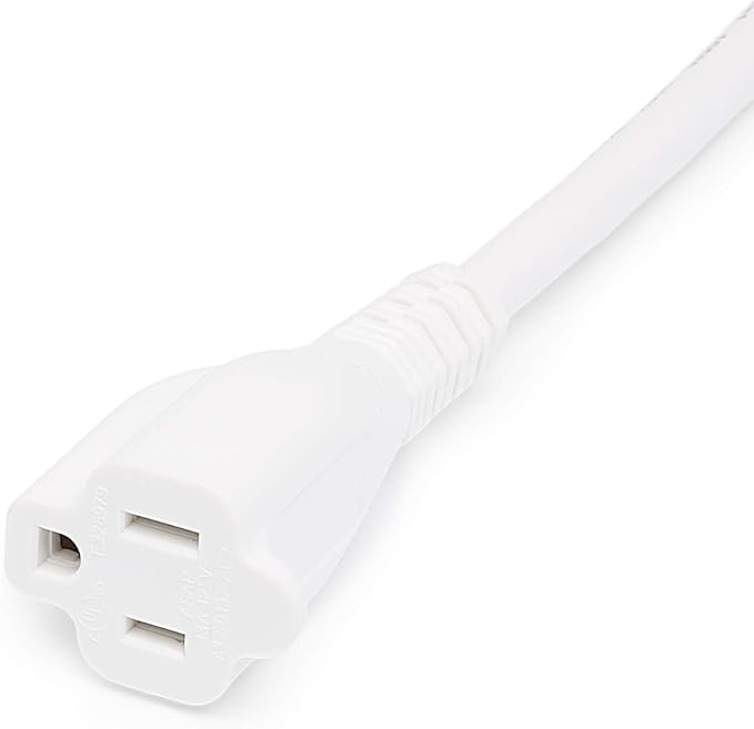 Amazon Basics Extension Cord, 20 Ft, 3 Prong Outlet Extender, Indoor Extension Cord, 13 Amps, 125V, White