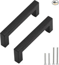 Cabinet Pulls Matte Black Cabinet Handles Square Drawer Pulls, 40 Pack 3-3/4 Inch Stainless Steel Kitchen Door Cupboard Cabinet Handles, Drawer Hardware Handles, 96mm Hole Centers