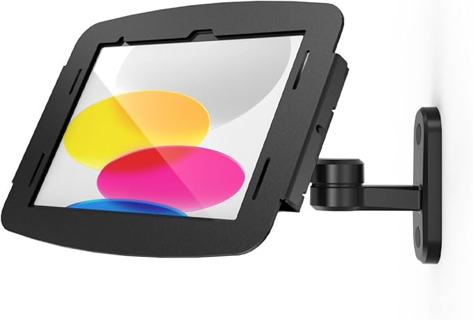 Compulocks iPad 10th-11th (A16) Gen Space Enclosure Swing Wall Mount Black iPad Wall Holder Versatile Display, Ideal for Office, Retail, and Commercial Use