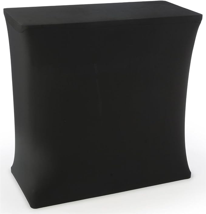 Portable Trade Show Counter Kiosk with Pop Up Stand, 38"W x 38.5"H, Stretch Cover, Wheeled Case