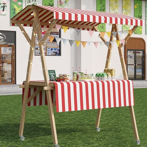 Foldable Vendor Cart with Wheels - Portable Outdoor Concession Stand for Farmers Market, Street Fairs & Events, Commercial Vending Display Counter & Kiosk Stall