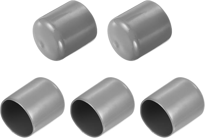 uxcell 5pcs Rubber End Caps Protective Caps 27mm ID Vinyl PVC Round Tube Bolt Cap Cover Screw Thread Protectors Light Gray