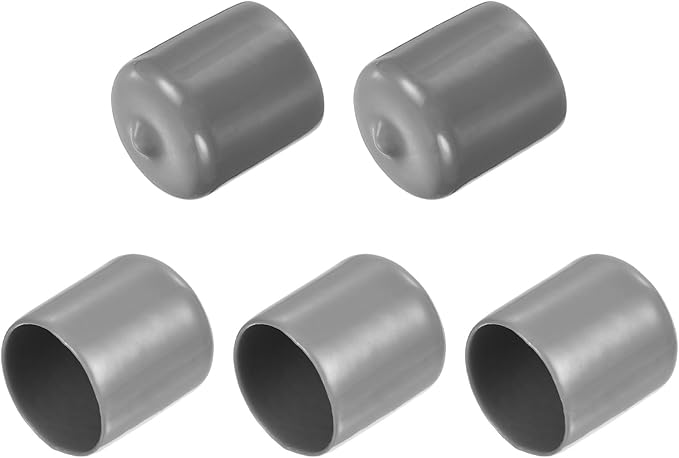 uxcell 5pcs Rubber End Caps Protective Caps 23mm ID Vinyl PVC Round Tube Bolt Cap Cover Screw Thread Protectors Light Gray