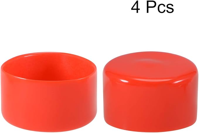 uxcell 4pcs Rubber End Caps 50mm ID Vinyl Round End Cap Cover Screw Thread Protectors Red, 40mm Height