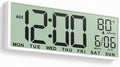 JALL 14.5" Large Digital Wall Clock Battery Operated with Big Digits LCD Screen Display, Day, Date, Alarm, Auto DST, Temperature for Living Room, Bedroom, Desk Decor, Mounted, Gift for Elderly