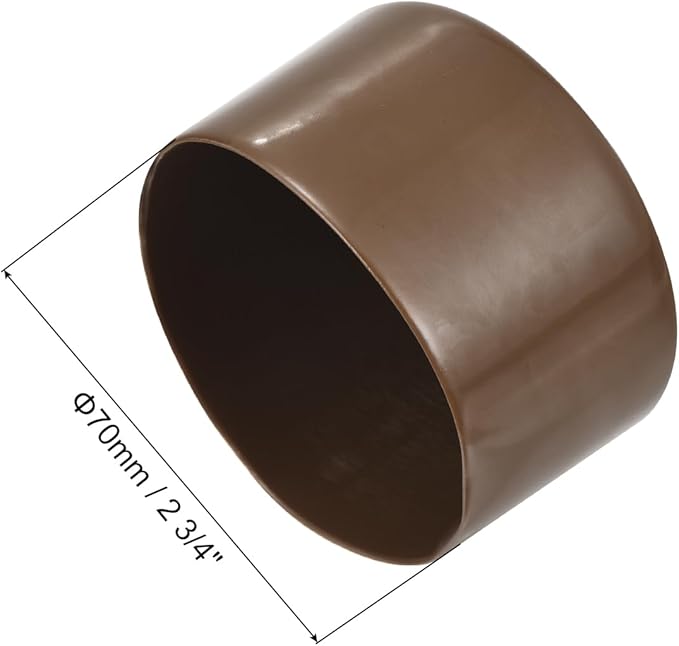 uxcell 4pcs Rubber End Caps 70mm(2 3/4") ID Vinyl Round Tube Bolt Cap Cover Screw Thread Protectors Brown, 40mm Height