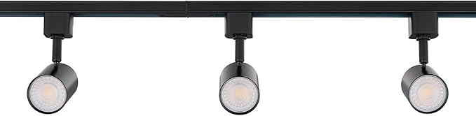 Amped Collection 3-Light 48in Field Cuttable LED Track Lighting Kit with 3 LED 5-CCT Selectable Track Heads, 4ft Track, End Caps, Floating Feed in Black Finish