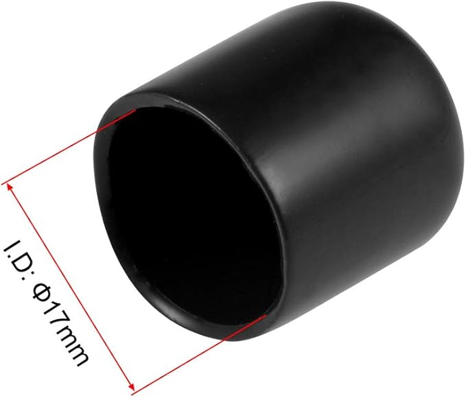 uxcell 10pcs Rubber End Caps 17mm ID Vinyl Round End Cap Cover Screw Thread Protectors Black