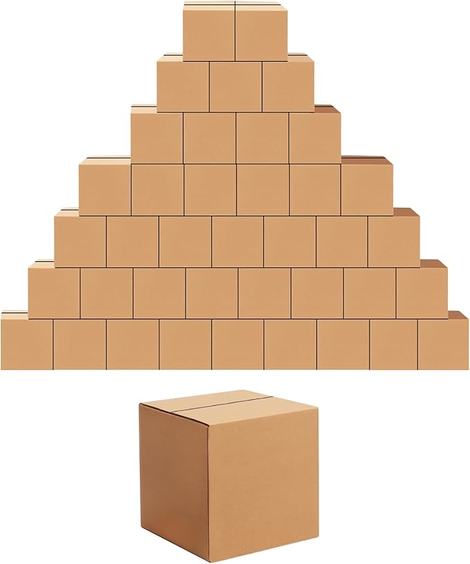 Edenseelake 40 Pack 6x6x6 inches Shipping Boxes Small Cardboard Boxes for Packing, Moving, Mailing, Brown