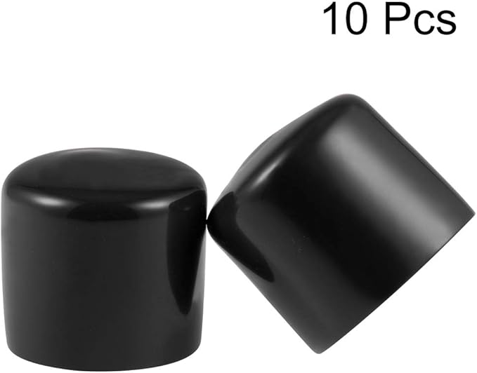 uxcell 10pcs Rubber End Caps 34mm ID Vinyl Round End Cap Cover Screw Thread Protectors Black