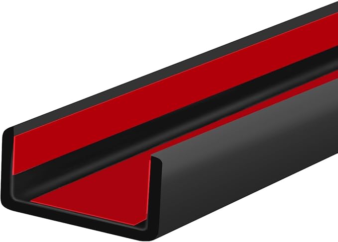 Rubber Edge Trim, 1-1/2 inch (38mm) Wide U Channel Edge Trim, Big Size U Shaped Trim, Self Adhesive Edge Banding for Plywood, Woods,Interior Doors, Countertop, Length 20Ft, Black
