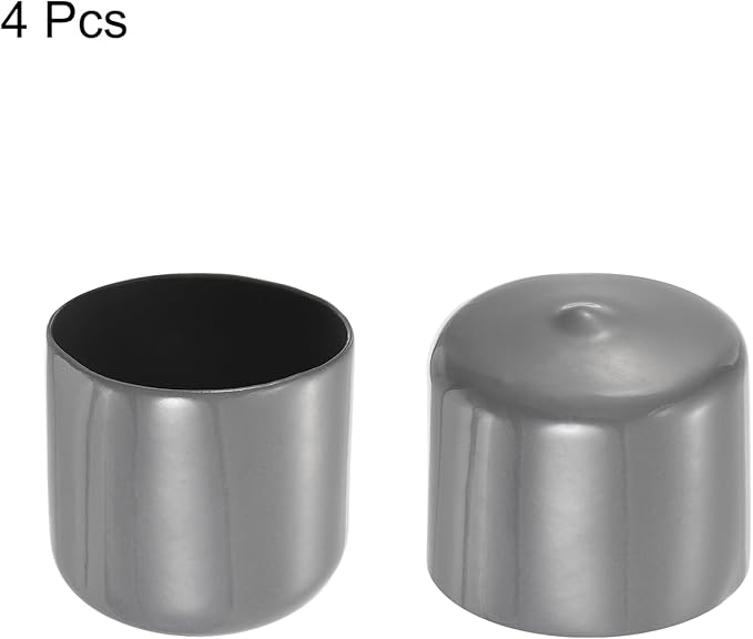 uxcell 4pcs Rubber End Caps 49mm ID Vinyl Round End Cap Cover Screw Thread Protectors Dark Grey, 40mm Height