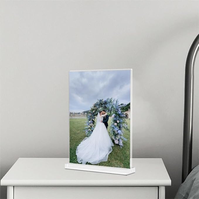 Acrylic Sign Holder 8.5x11 Inches 2 Pack T Shape Desktop Display Stand Vertical Double Sided Clear Table Menu Flyer Holder for Restaurants, Office, Shop, Wedding